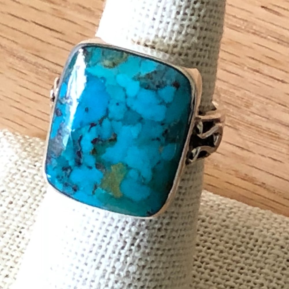 Turquoise Color Resin & Sterling Silver Ring